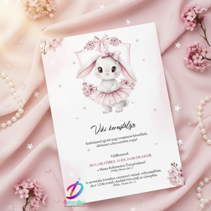 Keresztelési meghívó lányoknak� elegáns, személyre szabott, prémium kivitel - Meska.hu