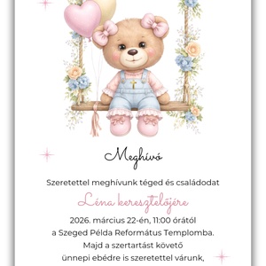 Keresztelési meghívó lányoknak � kislány macis - baba - mama - keresztelő kellékek - keresztelő meghívó - Meska.hu