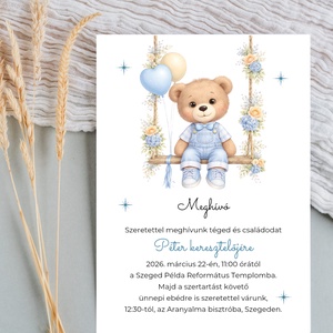 Keresztelési meghívó fiúknak � fiú macis - Meska.hu