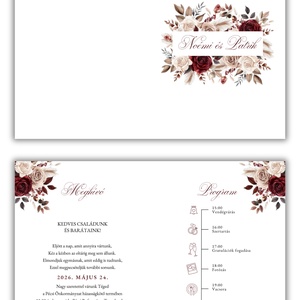 Bordó virágos esküvői meghívó - esküvő - meghívó & kártya - meghívó - Meska.hu