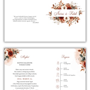 Terrakotta virágos esküvői meghívó - esküvő - meghívó & kártya - meghívó - Meska.hu