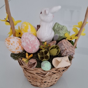 Húsvéti kosár nyuszival  - ünnepi díszek, dekorációk - húsvéti díszek és dekorációk - húsvéti asztaldíszek - Meska.hu