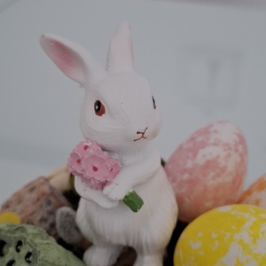 Húsvéti kosár nyuszival  - ünnepi díszek, dekorációk - húsvéti díszek és dekorációk - húsvéti asztaldíszek - Meska.hu