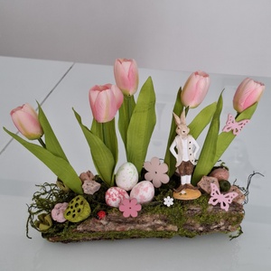 Húsvéti asztaldísz fakéregben - Meska.hu