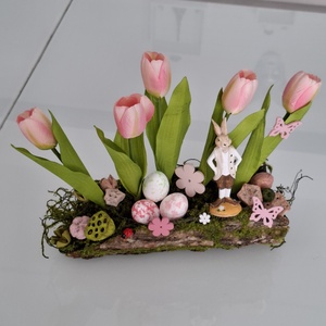 Húsvéti asztaldísz fakéregben - ünnepi díszek, dekorációk - húsvéti díszek és dekorációk - húsvéti asztaldíszek - Meska.hu