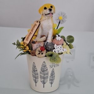 Helló tavasz asztaldísz kutyával - Meska.hu