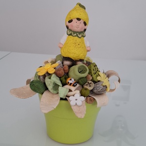 Tavaszi asztaldísz citrom figurával - Meska.hu