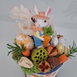 Húsvéti dísz nyuszival - ünnepi díszek, dekorációk - húsvéti díszek és dekorációk - húsvéti asztaldíszek - Meska.hu