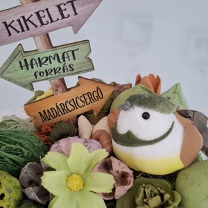 Fa ládikó madárral, útjelző táblával  - otthon & életmód - virágdekoráció - virágdíszek - virágdísz kaspóban - Meska.hu
