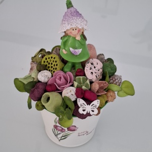 Levendula figurás dísz anyák napi kaspóban - otthon & életmód - virágdekoráció - virágdíszek - virágdísz kaspóban - Meska.hu