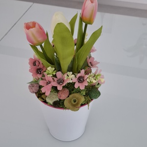 Anyák napi virágdísz tulipánnal - otthon & életmód - virágdekoráció - virágdíszek - asztali virágdísz - Meska.hu