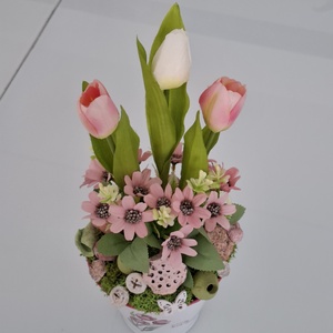 Anyák napi virágdísz tulipánnal - otthon & életmód - virágdekoráció - virágdíszek - asztali virágdísz - Meska.hu