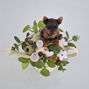 Kutyás dísz locsolóban  - otthon & életmód - virágdekoráció - virágdíszek - asztali virágdísz - Meska.hu