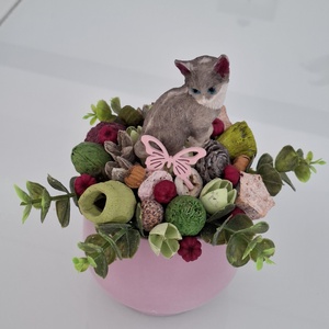 Cicás asztaldísz - otthon & életmód - virágdekoráció - virágdíszek - asztali virágdísz - Meska.hu