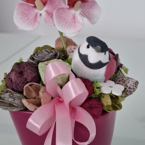 Virágdísz orchideával - otthon & életmód - virágdekoráció - virágdíszek - virágdísz kaspóban - Meska.hu