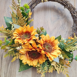 Napraforgós ajtódísz, őszi kopogtattó  - otthon & életmód - dekoráció - ajtó- és ablak dekoráció - ajtódísz & kopogtató - Meska.hu