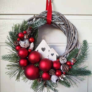 Téli ajtódísz, kopogtattó , házikók - Meska.hu