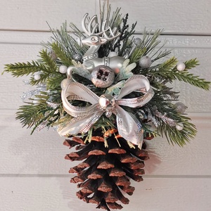 Karácsonyi dísz, óriási toboz függelék, szarvas  - karácsony - karácsonyi lakásdekoráció - karácsonyi lakásdíszek - Meska.hu