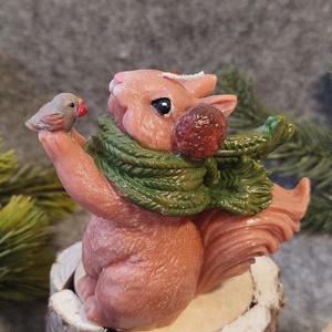 Kézműves gyertya,  téli mókus , Otthon & Életmód, Gyertya, illat, aroma, Gyertya, Gyertya-, mécseskészítés, MESKA