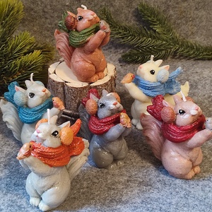 Kézműves gyertya,  téli mókus  - otthon & életmód - gyertya, illat, aroma - gyertya - Meska.hu