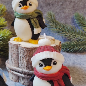 Kézműves gyertya,  pingvin  - Meska.hu