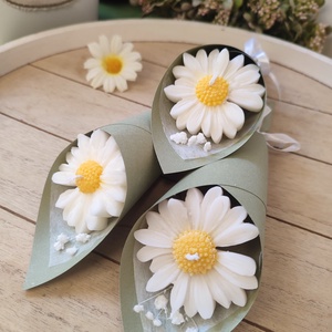 Virág gyertya,  külön csomagolva  fehér margaréta , Otthon & Életmód, Gyertya, illat, aroma, Gyertya, Gyertya-, mécseskészítés, MESKA