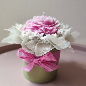 Gyertyabox Bazsarózsa - pink zöld fehér  - otthon & életmód - gyertya, illat, aroma - gyertya - Meska.hu