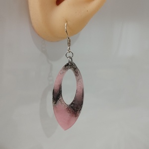 Rózsaszín/szürke csillogós füli - ékszer - fülbevaló - lógó fülbevaló - Meska.hu