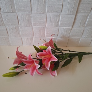 Élethű liliom csokor-pink - kellékek & szerszámok - dekorációs kellékek - egyéb kellékek - Meska.hu