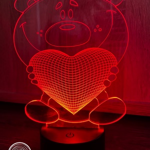 Szerelmes Maci LED lámpa Valentin-napra, Otthon & Lakás, Lámpa, Hangulatlámpa, Gravírozás, pirográfia, MESKA