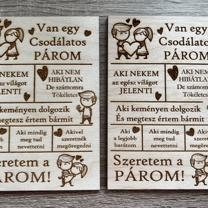 Szeretem a Párom fa hűtő mágnes - nagy méret - Meska.hu
