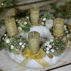 Fehér-arany adventi - karácsony - adventi díszek - adventi koszorú - Meska.hu