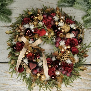 Bordó-arany karácsonyi kopogtató - Meska.hu