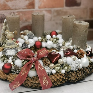 Adventi koszorú copfos angyalkával - karácsony - adventi díszek - adventi koszorú - Meska.hu