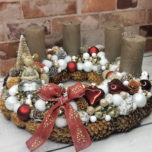 Adventi koszorú copfos angyalkával - karácsony - adventi díszek - adventi koszorú - Meska.hu