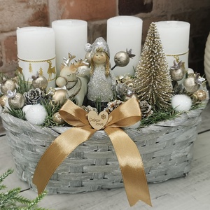 Adventi asztaldísz, Karácsony, Adventi díszek, Adventi asztaldísz, Virágkötés, MESKA