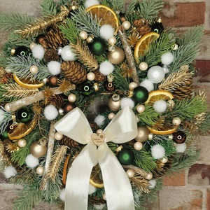 Karácsonyi klasszikus kopogtató, Karácsony, Adventi díszek, Adventi ajtódísz, Virágkötés, MESKA