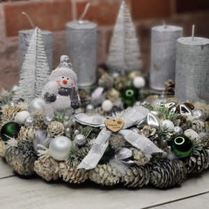 Hóemberes adventi koszorú, Karácsony, Adventi díszek, Adventi koszorú, Virágkötés, MESKA