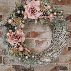 Karácsonyi vessző kopogtató - karácsony - adventi díszek - adventi ajtódísz - Meska.hu