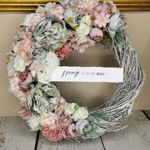 Pasztell tavaszi kopogtató - otthon & életmód - dekoráció - ajtó- és ablak dekoráció - ajtódísz & kopogtató - Meska.hu