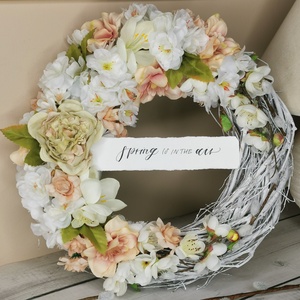 Tavaszi barackvirágos kopogtató - otthon & életmód - dekoráció - ajtó- és ablak dekoráció - ajtódísz & kopogtató - Meska.hu