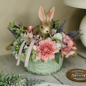 Húsvéti nyuszis menta tál, Ünnepi díszek, dekorációk, Húsvéti díszek és dekorációk, Húsvéti asztaldíszek, Virágkötés, MESKA