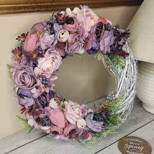 Lilás vessző kopogtató, Otthon & Életmód, Dekoráció, Ajtó- és ablak dekoráció, Ajtódísz & Kopogtató, Virágkötés, MESKA