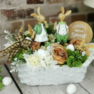 Zöld-fehér húsvét - ünnepi díszek, dekorációk - húsvéti díszek és dekorációk - húsvéti virágos díszek - Meska.hu