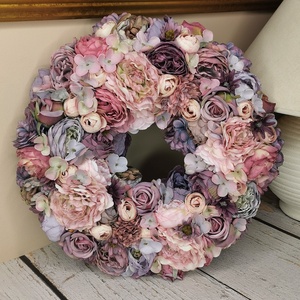 Lilás virágos ajtódísz, Otthon & Életmód, Dekoráció, Ajtó- és ablak dekoráció, Ajtódísz & Kopogtató, Virágkötés, MESKA