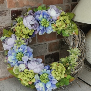 Élénk színű virágos kopogtató - otthon & életmód - dekoráció - ajtó- és ablak dekoráció - ajtódísz & kopogtató - Meska.hu