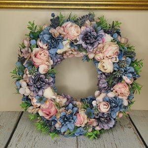 Kékes-lilás virágos ajtódísz - otthon & életmód - dekoráció - ajtó- és ablak dekoráció - ajtódísz & kopogtató - Meska.hu