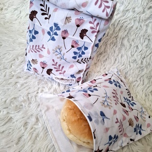 Ginko mintás Uzsonnás szett, Táska & Tok, Uzsonna- & Ebéd tartó, Szendvics csomagoló, Varrás, MESKA