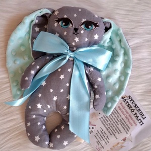 Nyuszedli játszópajti szürke csillagos, Baba - mama, Baba játékok, Szundikendő, alvóka, Varrás, MESKA