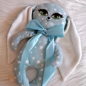 Nyuszedli játszópajti menta-csillagos - baba - mama - baba játékok - szundikendő, alvóka - Meska.hu